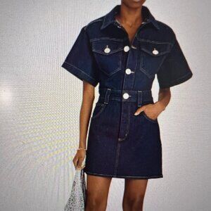 NWOT Frame Denim Western Rodeo Oversized Detail Denim Dress, Sz Small